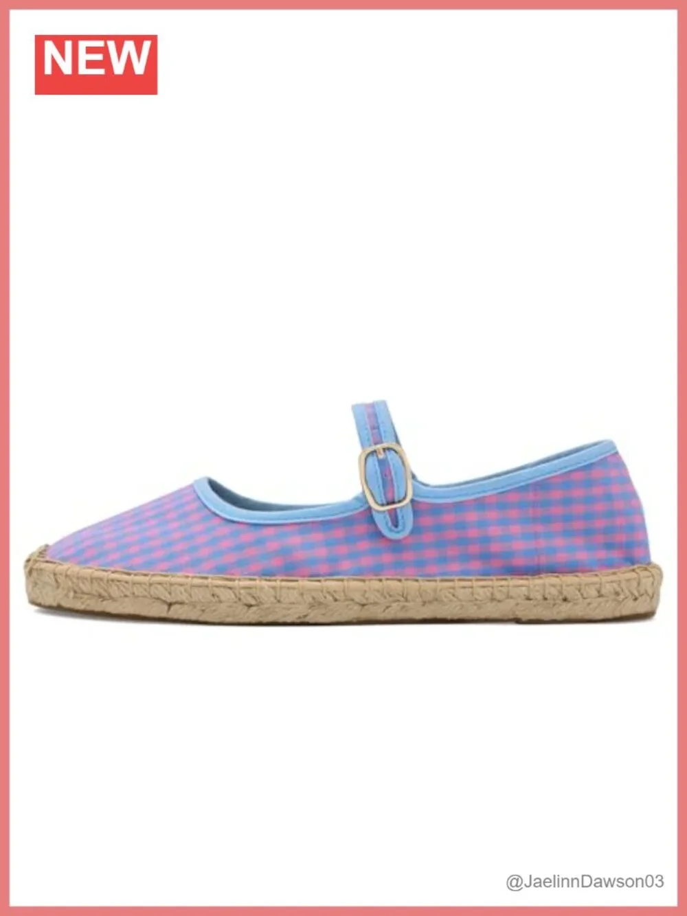 Vichy Mary Jane Espadrille with Cotton Upper and Jute Sole